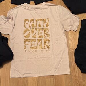 Faith over fear Beige Graphic T-Shirt